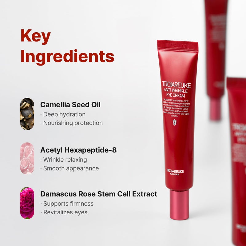 TROIAREUKE Anti-Wrinkle Eye Cream, Intensive Anti-Aging Firming Cream For Face and Neck | Rose Infused Moisturizer Packed With Antioxidants from Peptides and Botanical Extracts, Korean Skin Care - Image 3